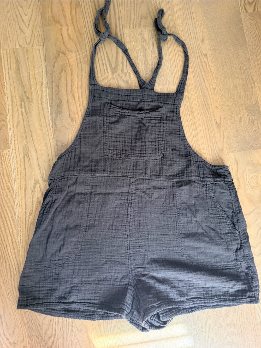 aerie Black Cotton Muslin Kids Overalls Shorts